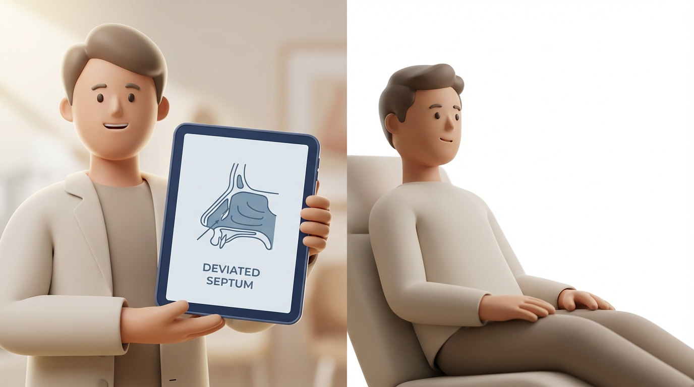 When to see an ENT: clinician with tablet and relaxed patient