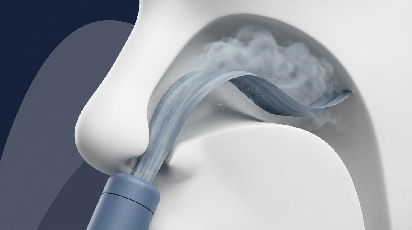 Exhalation delivery nasal device applying steroid to upper nasal passages