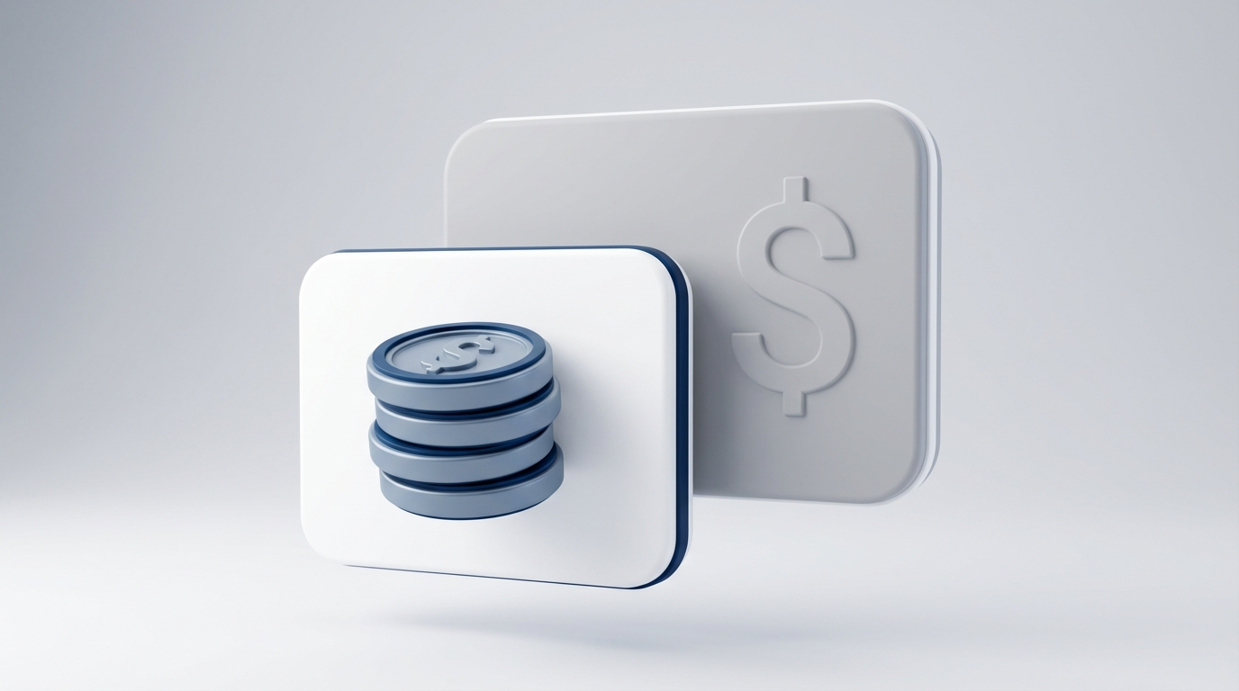 Cost vs your cost concept with staggered price cards and coins