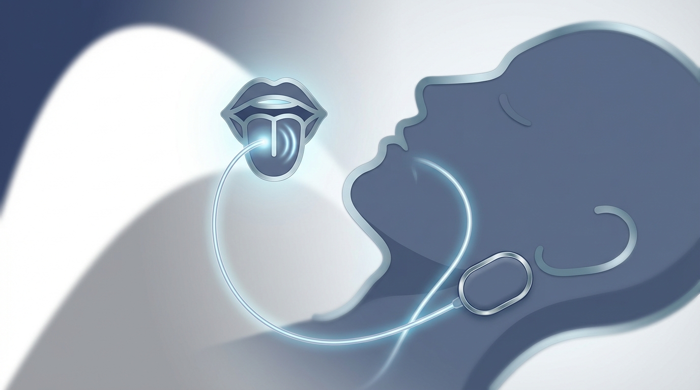 Inspire hypoglossal nerve stimulation concept with implant and tongue icon