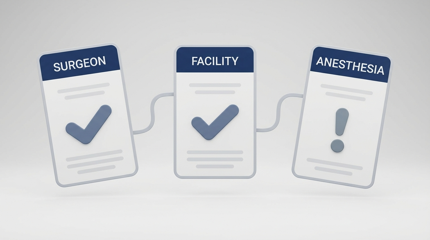 In-network checks for surgeon, facility, anesthesia to avoid surprise bills