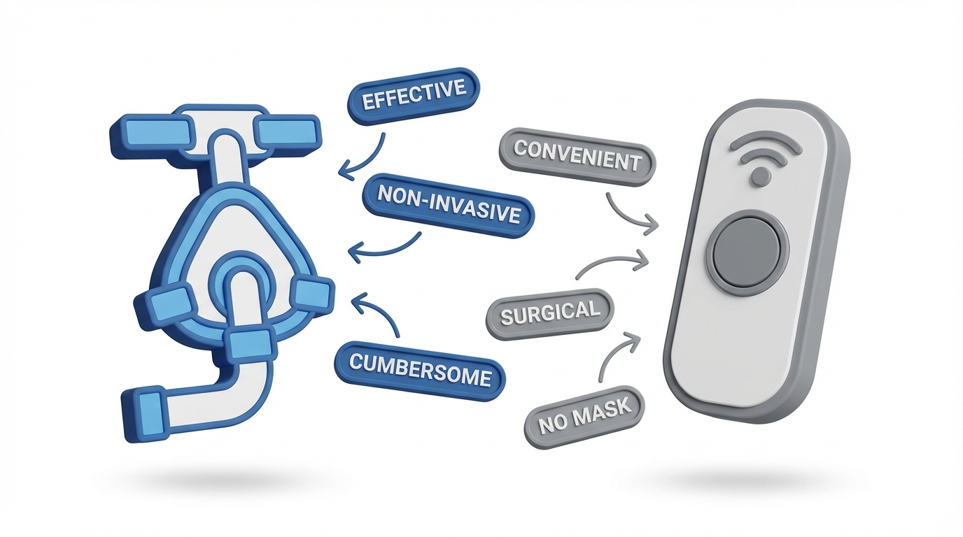Balanced scale comparing CPAP mask to Inspire remote