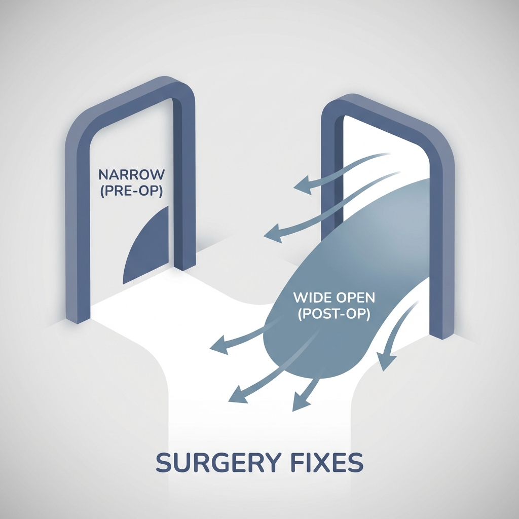 Hallways and doorways analogy: wider sinus openings improving airflow and drainage