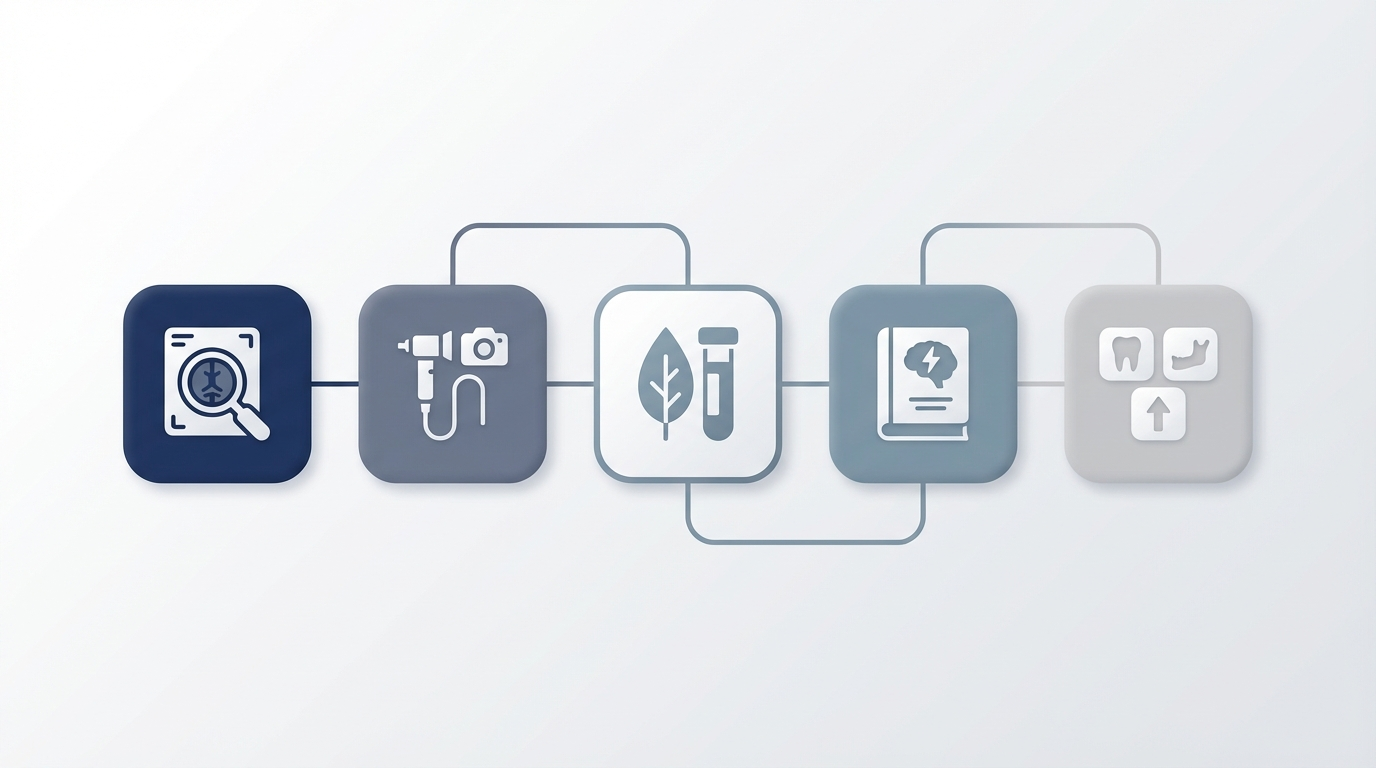 Roadmap: review CT, endoscopy, allergy testing, migraine diary, dental/TMJ/reflux check