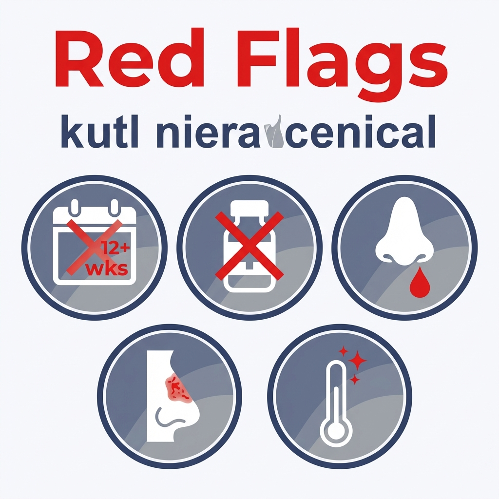Row of red flag icons for chronic sinus disease