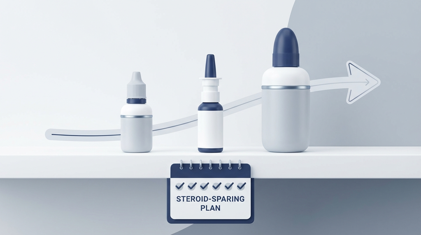 Steroid-sparing plan toolkit: saline, spray, rinse, calendar