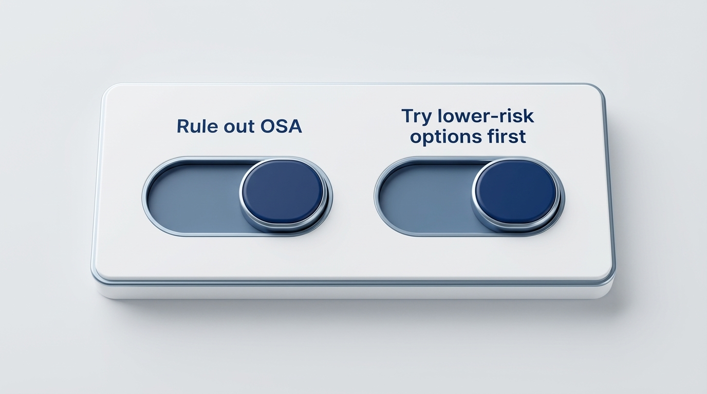 Toggles on for Rule out OSA and Try lower-risk options first