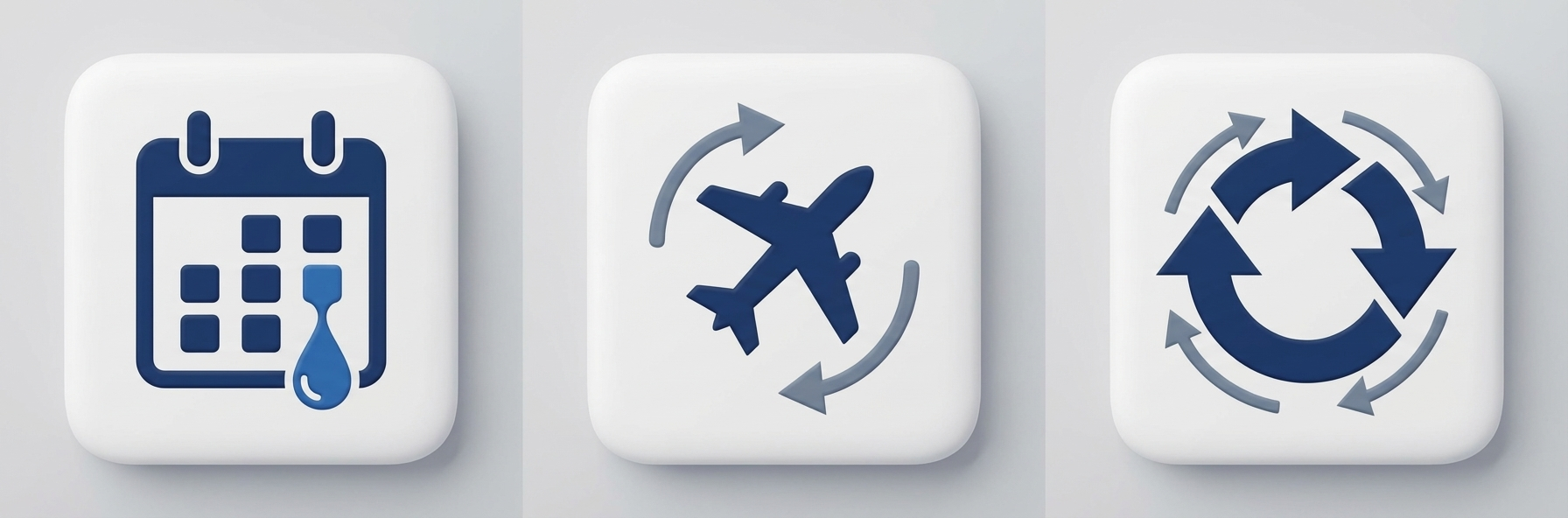 Icons for adult ear tube needs: persistent fluid, pressure changes, chronic issues
