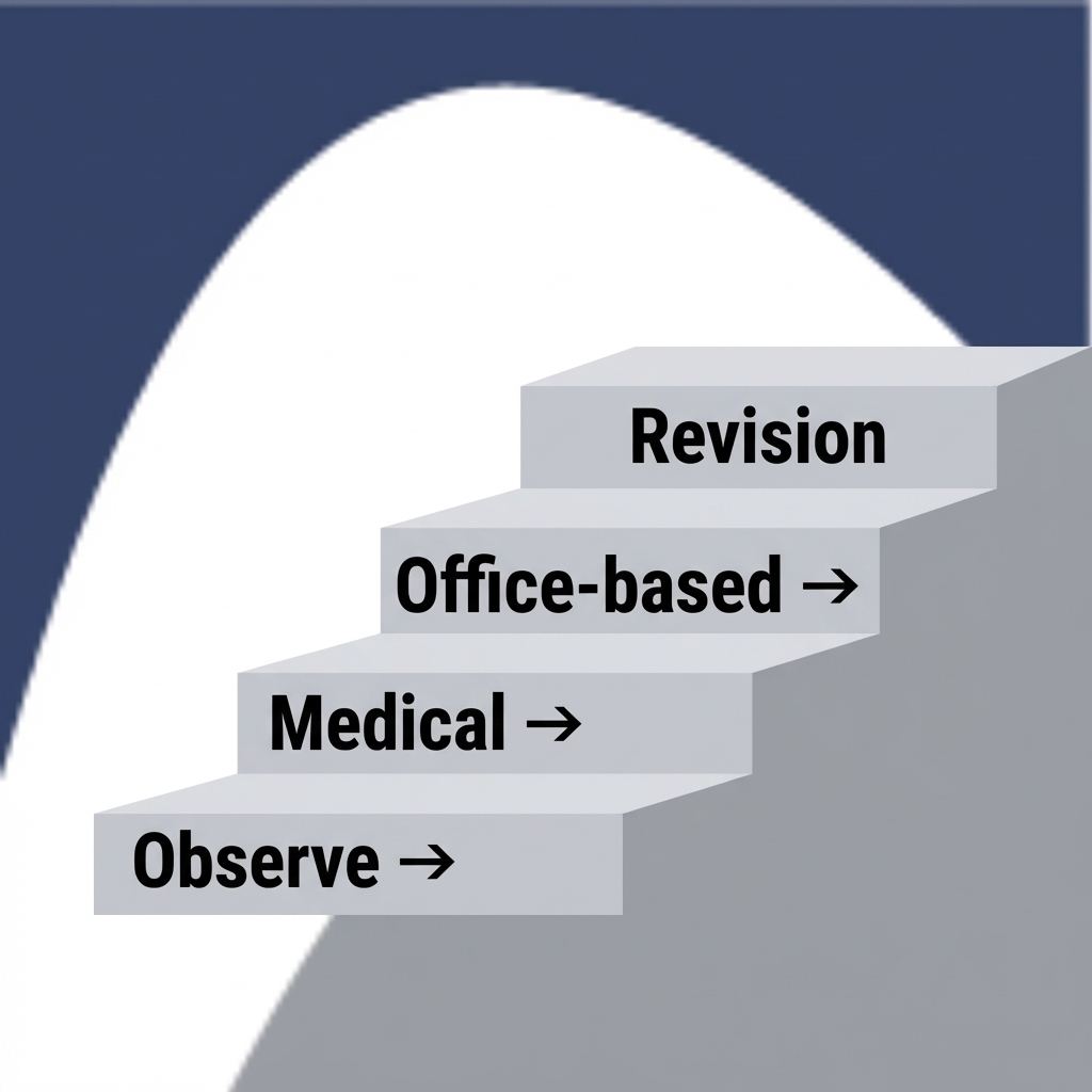 Stepwise solutions: observe, medical, office-based, revision