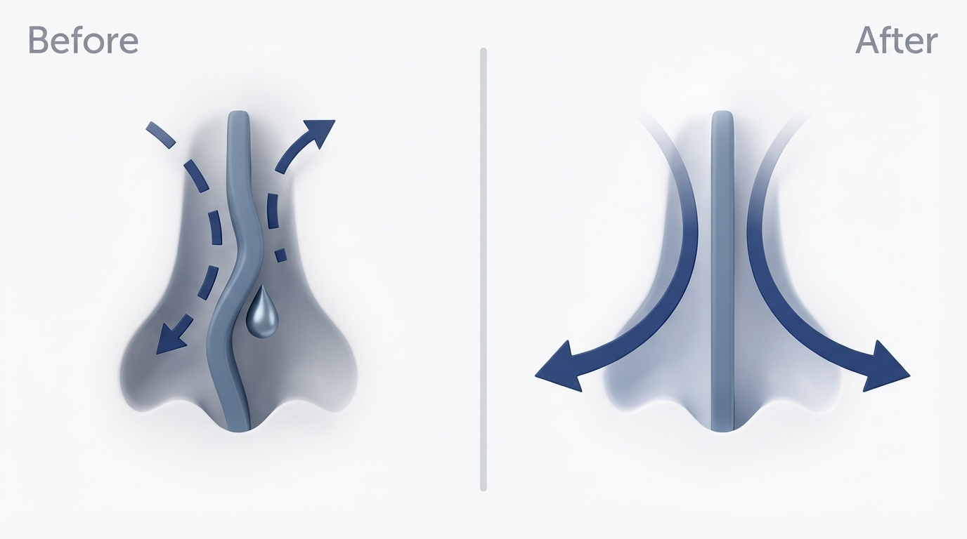 Before and after airflow improvement following septoplasty