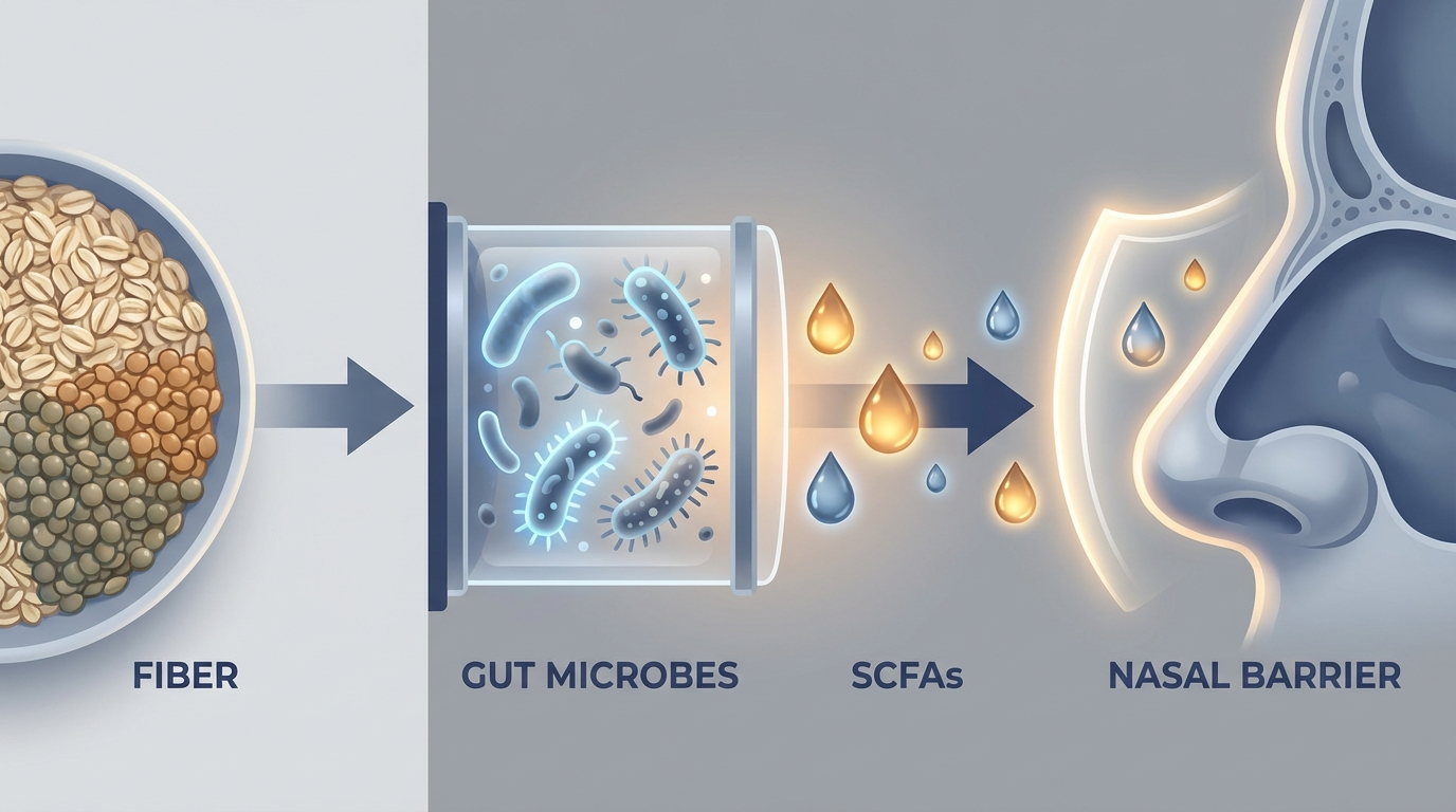 Fiber-to-gut-microbes-to-SCFAs pipeline supporting a nasal barrier shield