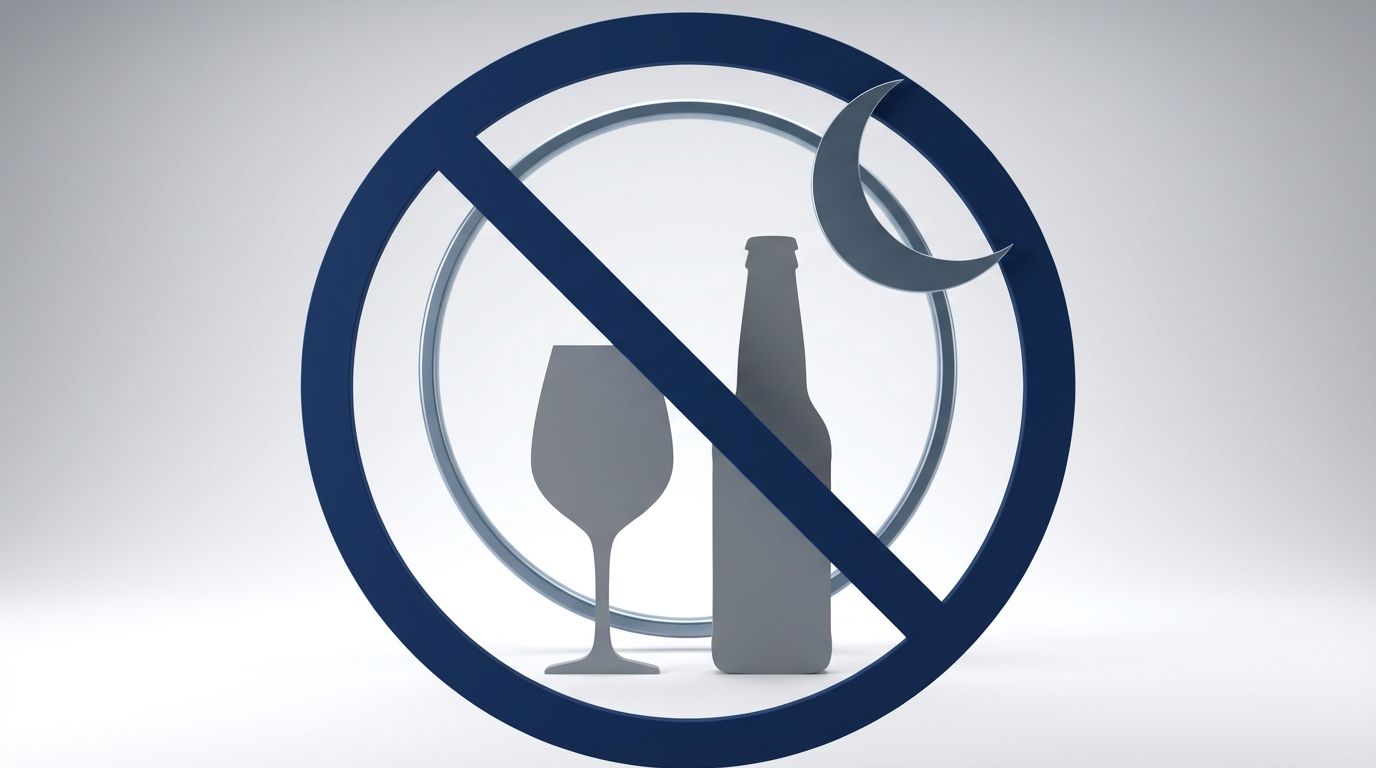 Evening alcohol avoidance icons with clock and moon