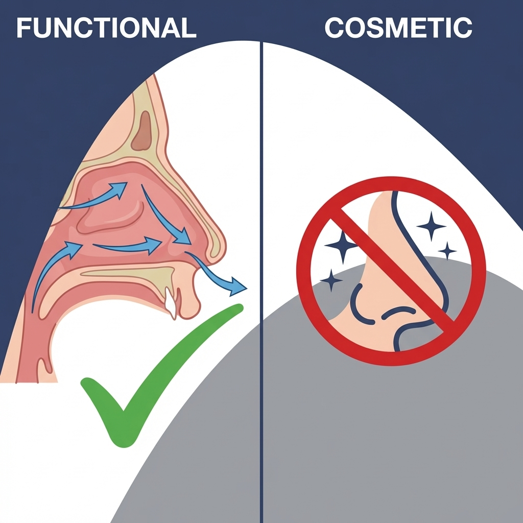 Functional vs cosmetic: airflow checkmark vs cosmetic sparkle not-covered