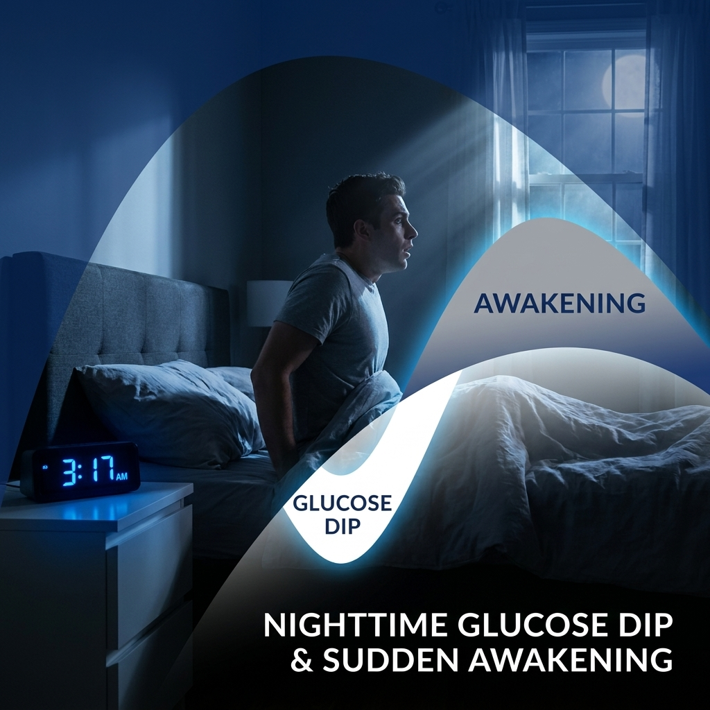 Nighttime glucose dip and sudden awakening
