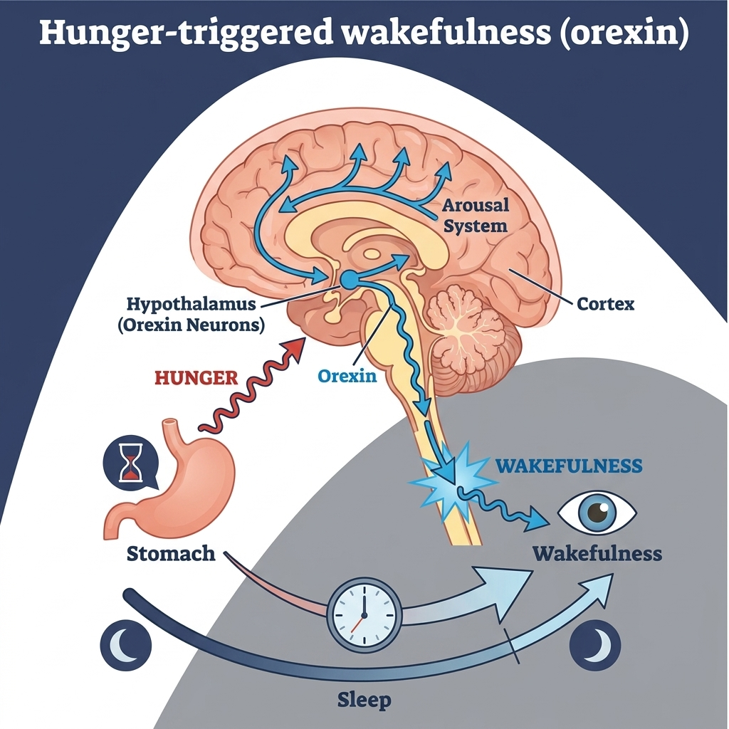 Hunger-triggered wakefulness (orexin)