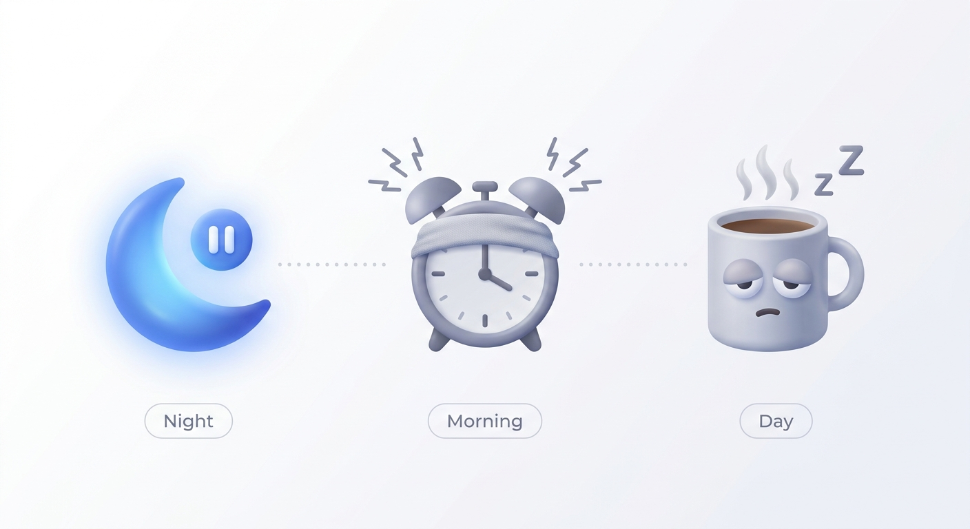 Night, morning, and day symptom icons connected as a constellation