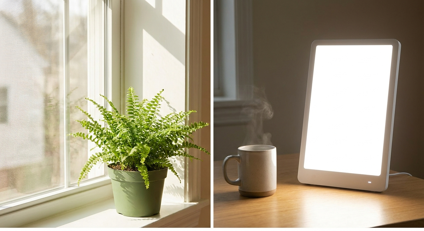 Daylight window vs light therapy lamp options
