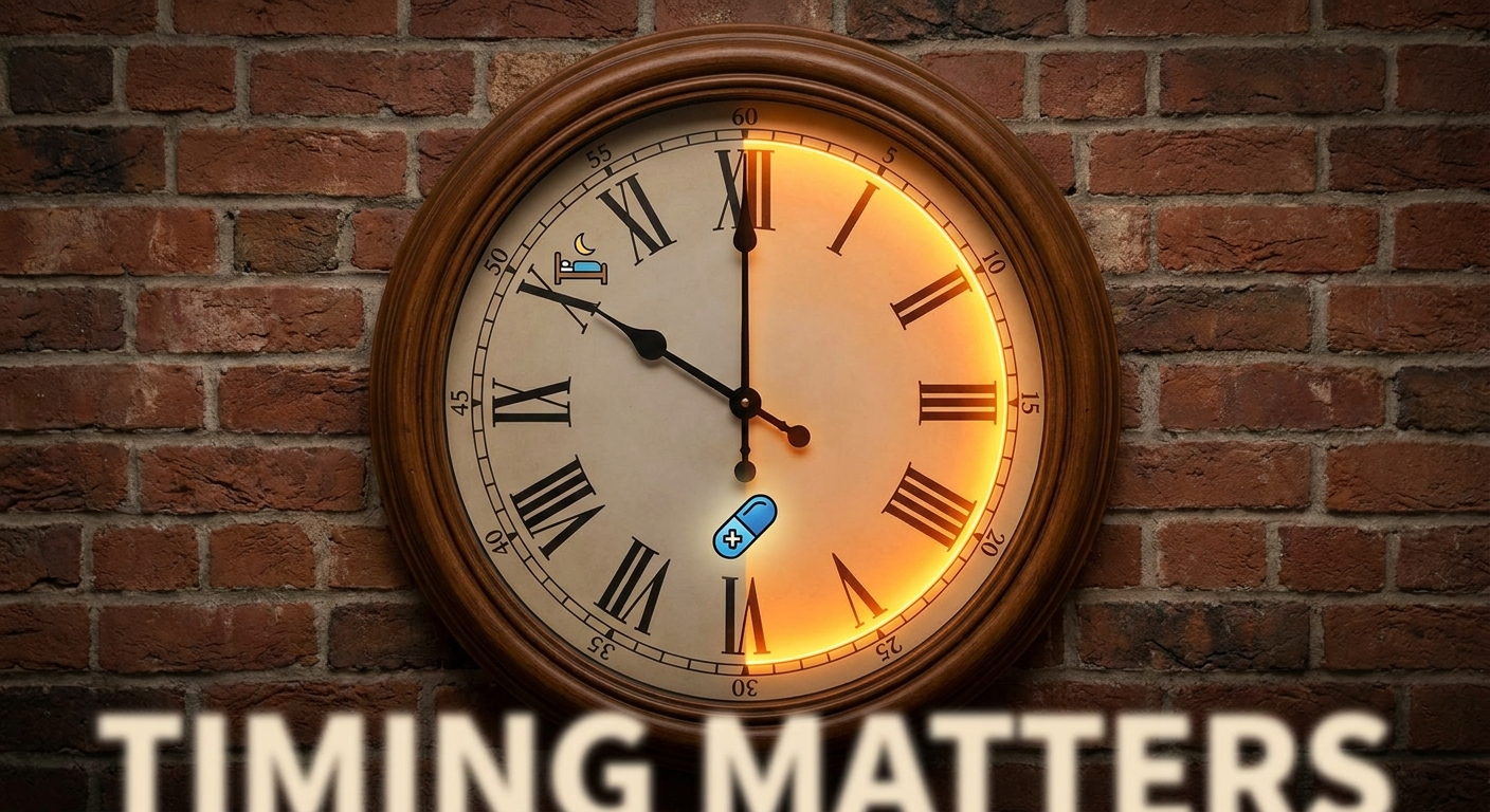 Timing matters: clock with 30–60 minute window before bed