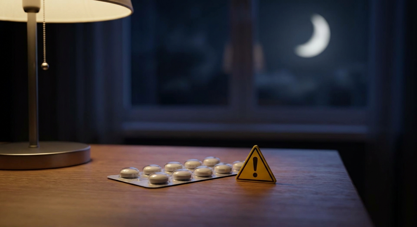 Short-term sedatives caution: blister pack with warning sign