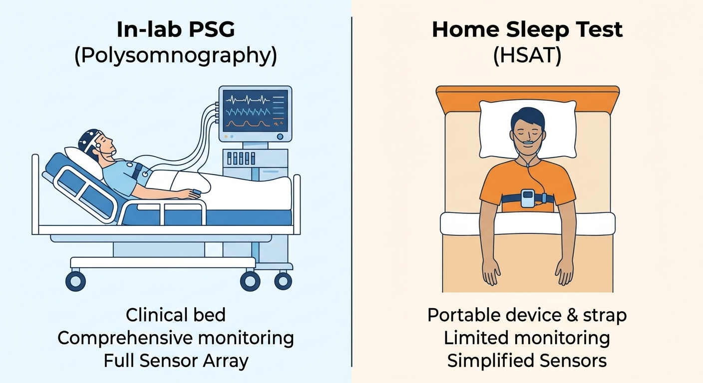 Side-by-side comparison: in-lab PSG vs home sleep apnea test (HSAT)