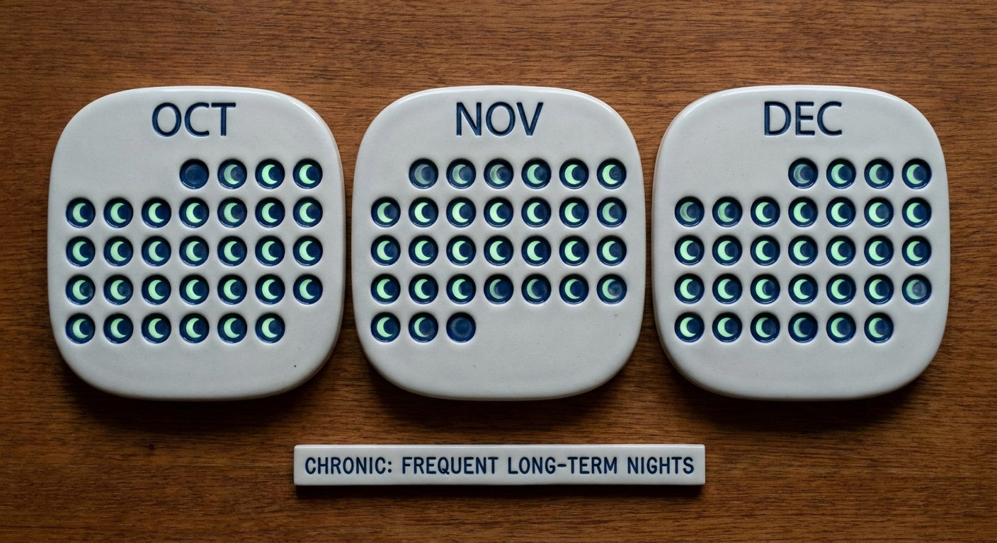 What counts as chronic: calendar tiles with moon icons indicating frequent long-term nights.