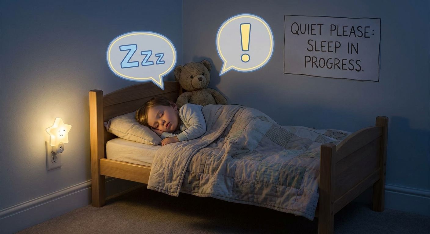 Children sleep caution scene