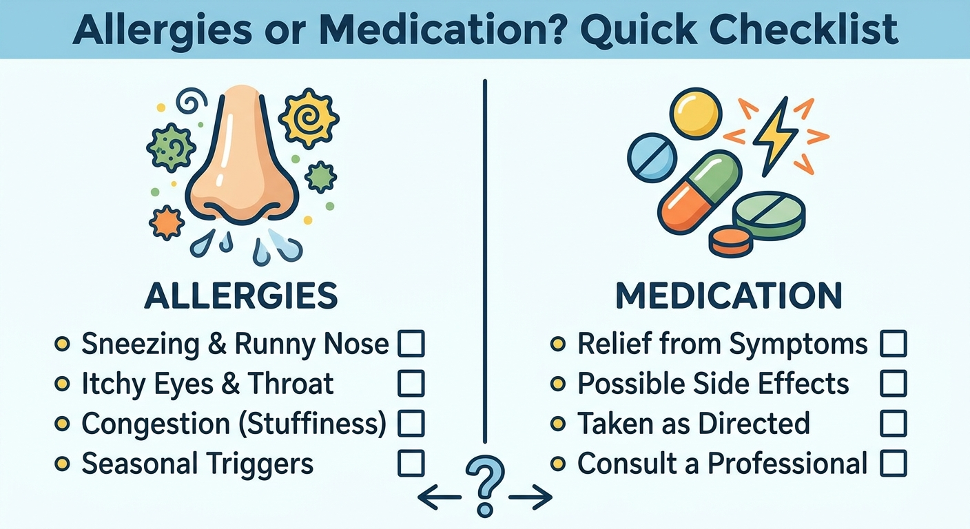 Checklist: allergies or medication effects