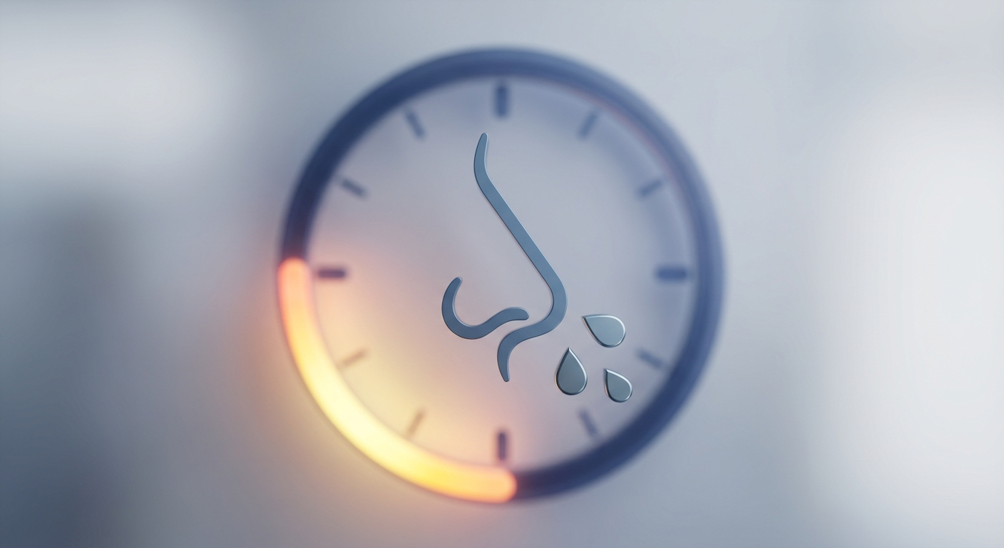 Circadian rhythms and histamine around a clock with a nose icon