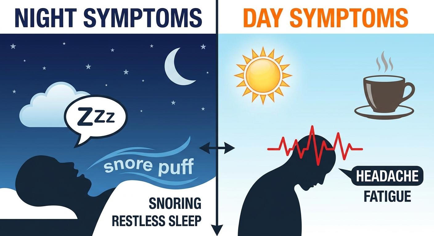 Night vs day symptoms illustration