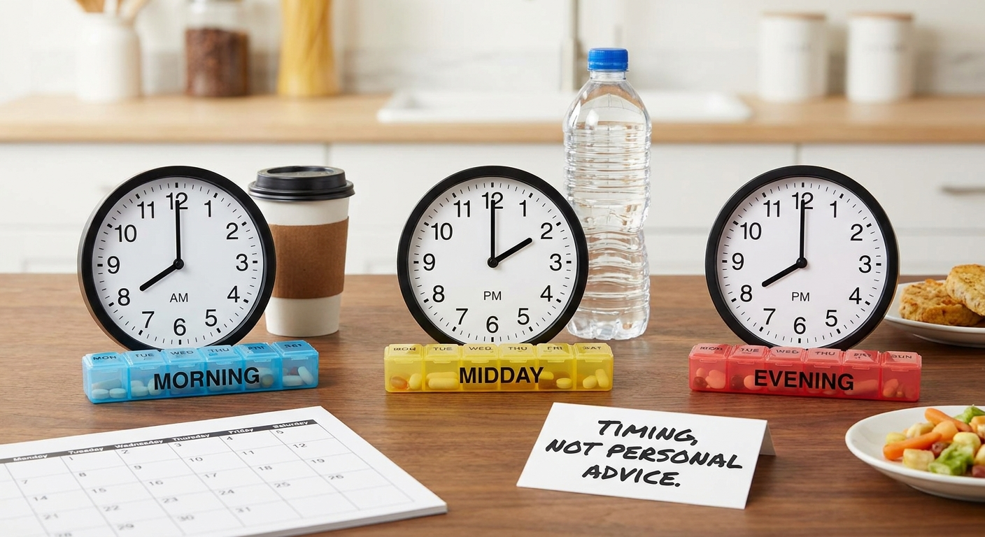 Typical dosing rhythm: timing, not personal advice