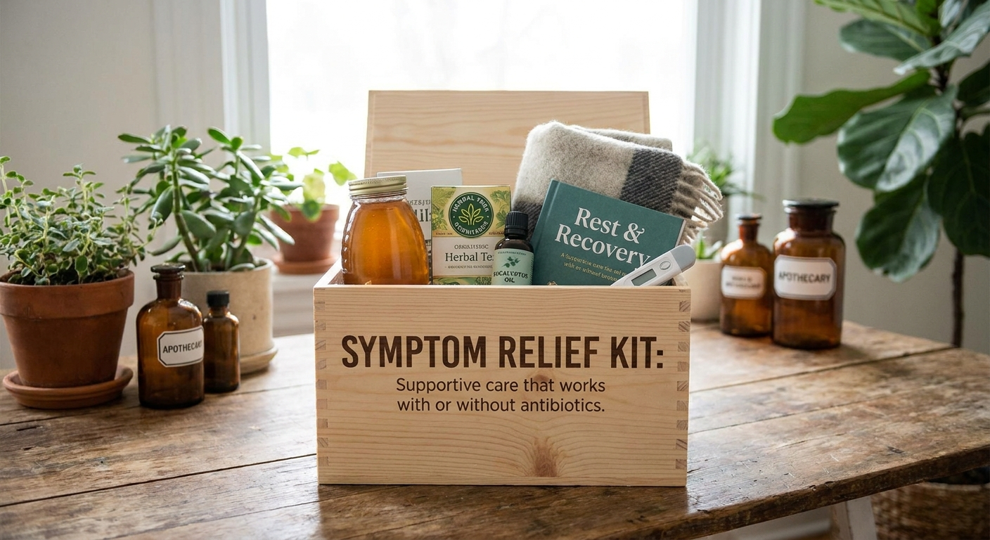 Symptom relief kit: supportive care that works with or without antibiotics