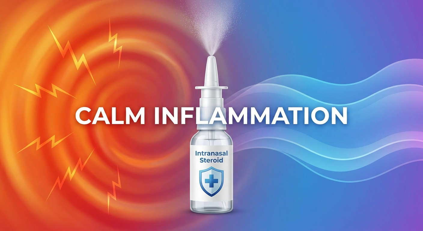 Intranasal steroid spray calming inflammation
