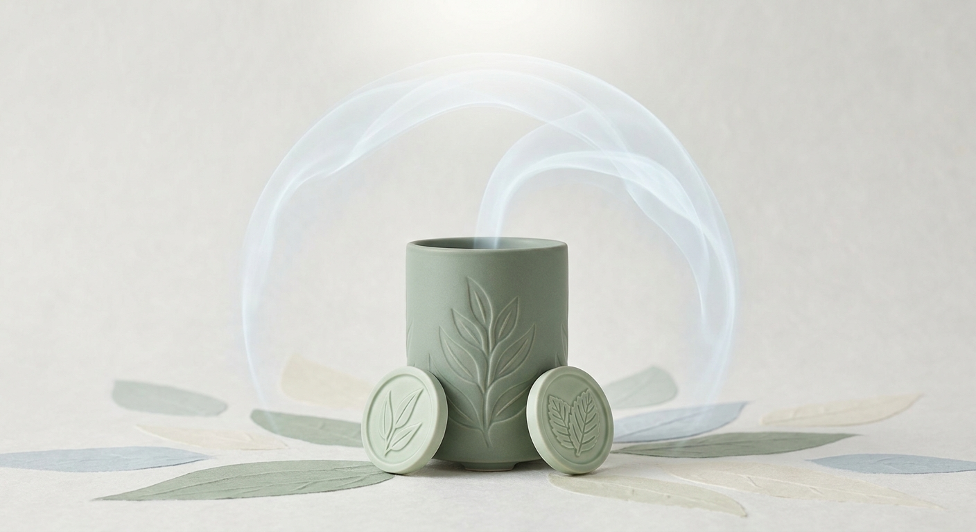 Diffuser with eucalyptus and peppermint leaf tokens and vapor curve