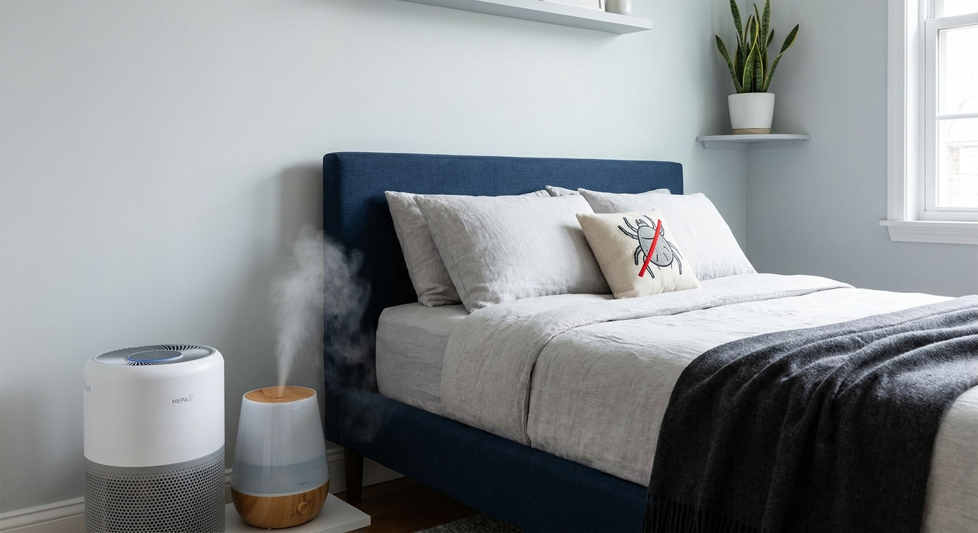Optimize bedroom air with HEPA purifier, humidifier, and allergen control