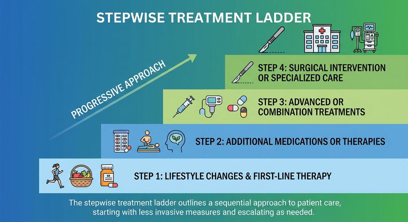 Stepwise treatment ladder for sinus problems