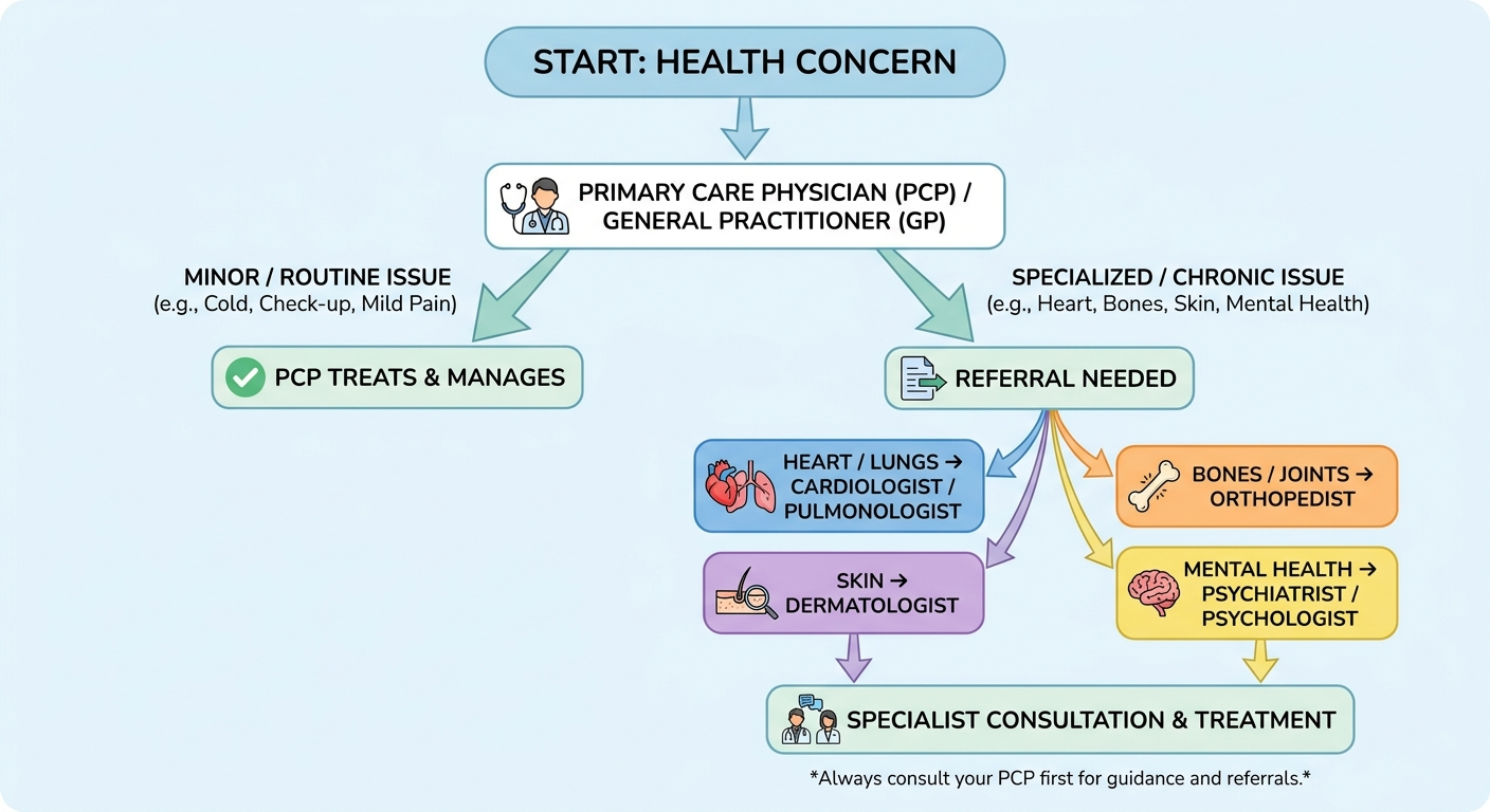 Which doctor to see for sinus problems - simple pathway visual