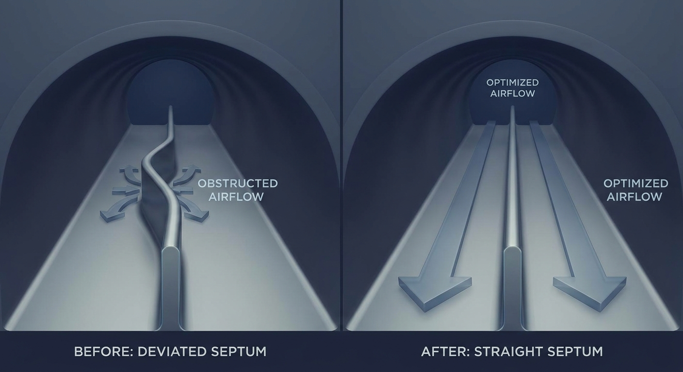 Before vs after airflow through septum