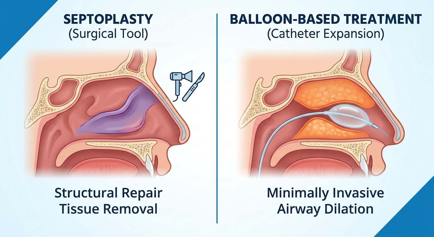 Septoplasty vs balloon-based treatment