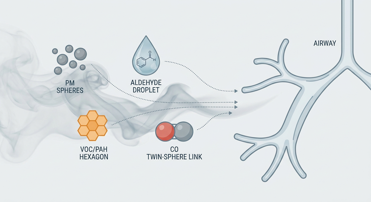 What’s in smoke: particles and gases approaching a minimalist airway