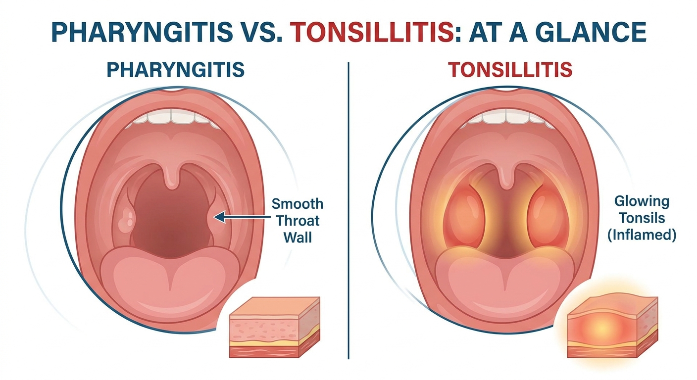 Pharyngitis vs Tonsillitis: Key Differences, Symptoms, and Treatment Options