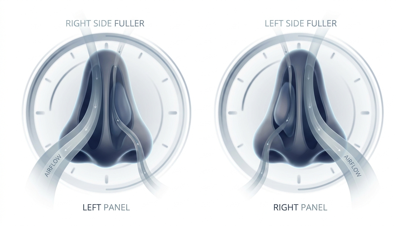 Nasal cycle with alternating turbinate swelling and airflow