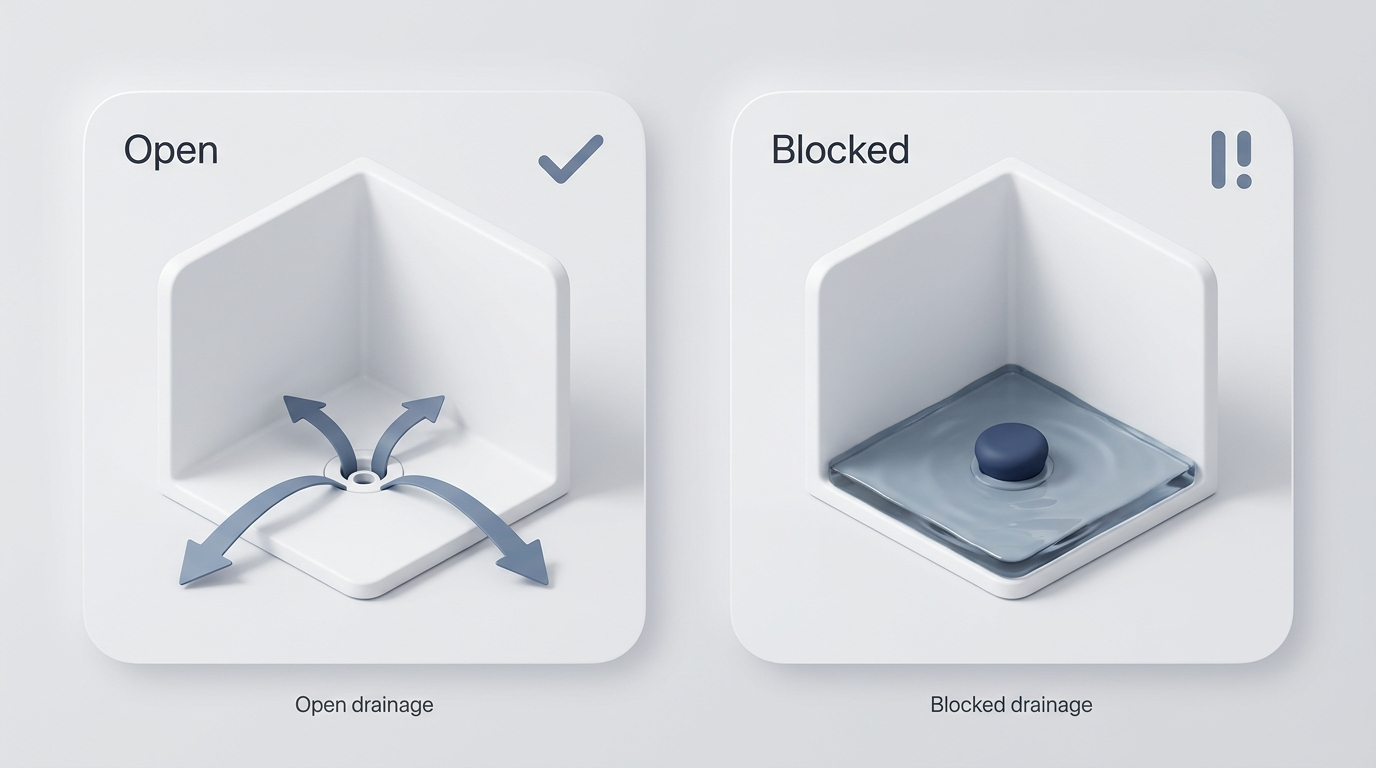 Blocked sink analogy: open vs blocked sinus drainage