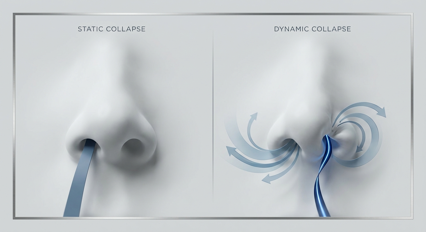 Static vs dynamic nasal valve collapse comparison