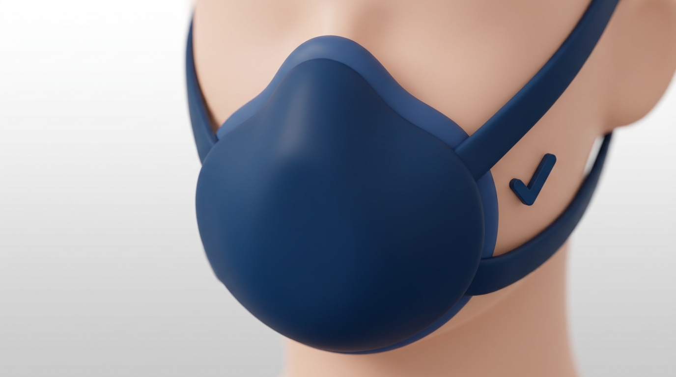 Proper CPAP mask seal with checkmark indicating good fit