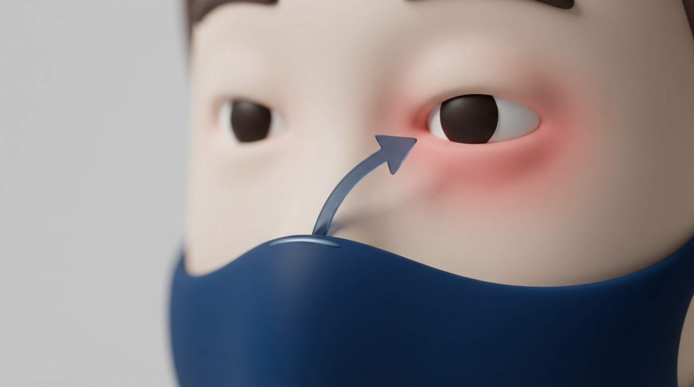 Upward CPAP mask leak toward the eye causing irritation