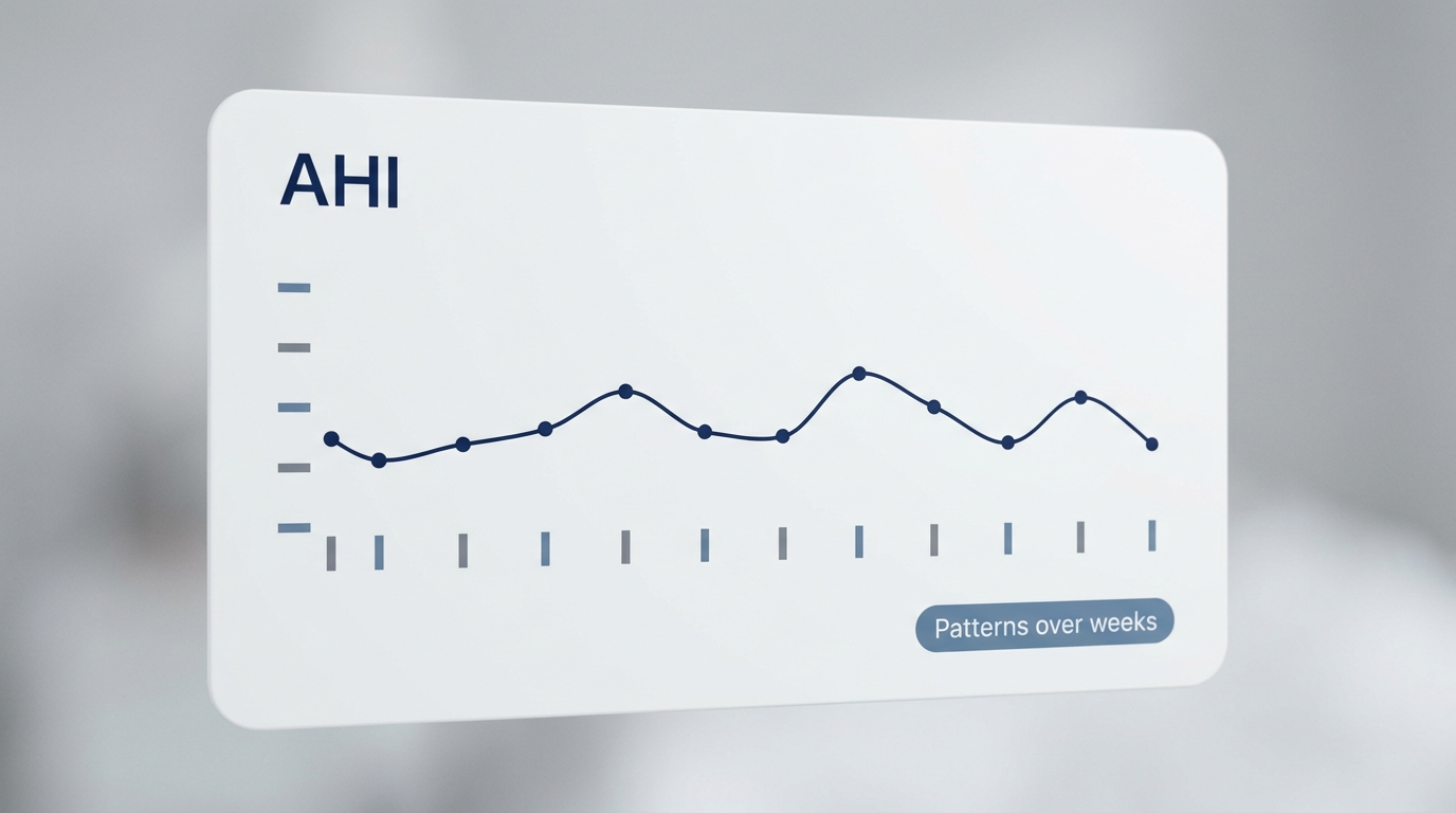 Minimal line chart showing nightly AHI patterns over weeks