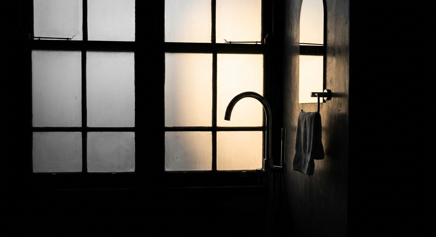 CPAP water chamber with small towel and sink spout silhouette