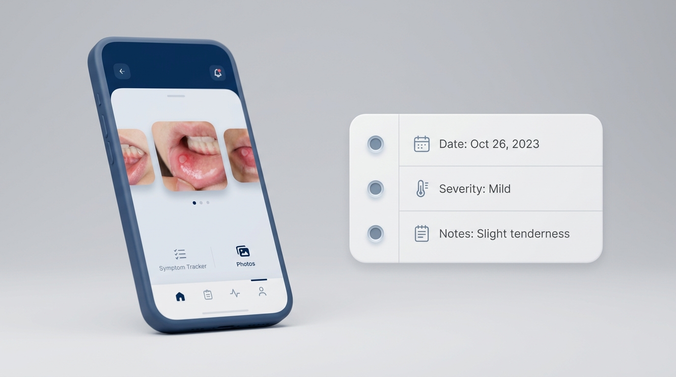 Symptom tracking with phone photos and checklist card