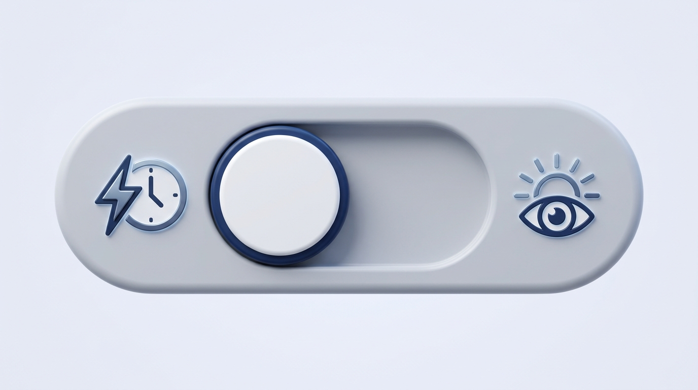 Decision toggle: speed/strength vs least drowsy choice metaphor