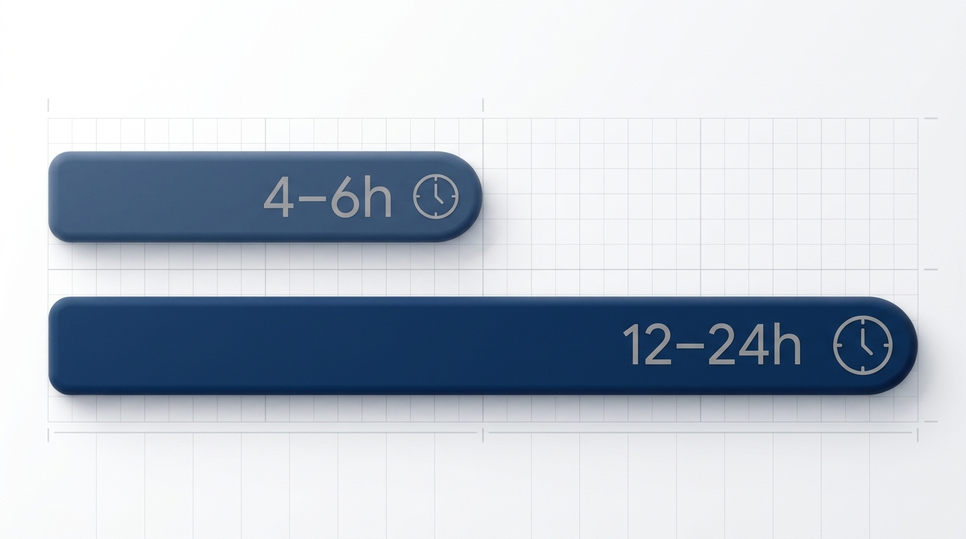 Short vs long duration bars labeled 4–6h and 12–24h